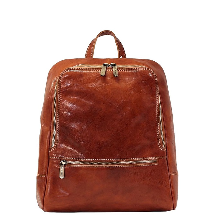 Rucsac barbati din piele naturala vachetta, miere, R135C