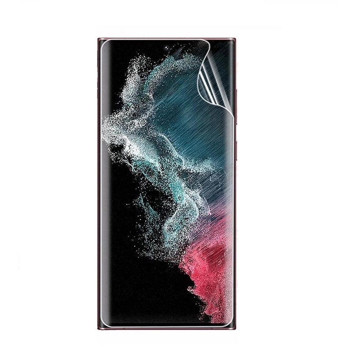 Folie de protectie ecran din silicon, TPU, Perfect fit, compatibila cu Samsung Galaxy S22 Ultra, acopera tot ecranul, transparenta