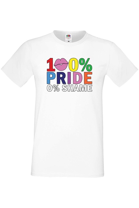 Férfi póló Budapest Pride felvonulás LGBTQ Tralala 100 % Pride 0 % Shame, Fehér