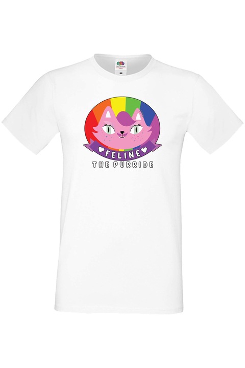 Férfi póló Budapest Pride felvonulás LGBTQ Tralala Feline the purride, Fehér