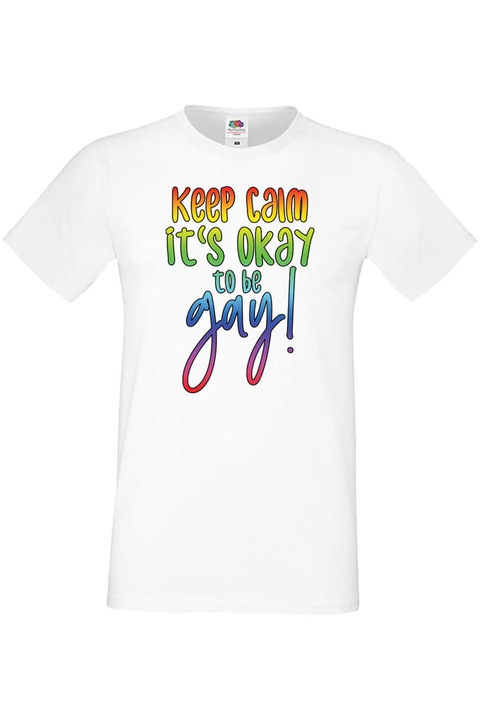 Férfi póló Budapest Pride felvonulás LGBTQ Tralala Keep calm it's okay to be gay, Fehér