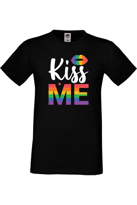 Férfi póló Budapest Pride felvonulás LGBTQ Tralala Kiss Me, Fekete