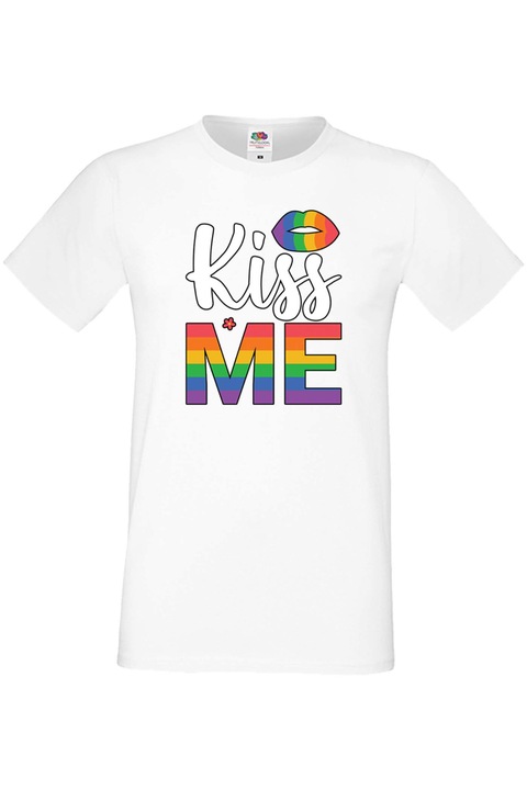 Férfi póló Budapest Pride felvonulás LGBTQ Tralala Kiss Me, Fehér