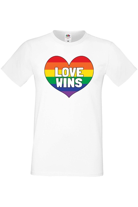 Férfi póló Budapest Pride felvonulás LGBTQ Tralala Love Wins, Fehér