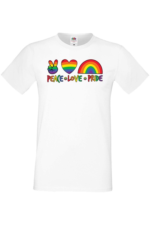 Férfi póló Budapest Pride felvonulás LGBTQ Tralala Peace Love Pride 1, Fehér