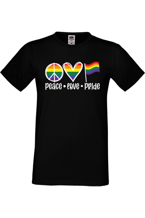 Férfi póló Budapest Pride felvonulás LGBTQ Tralala Peace Love Pride 2, Fekete