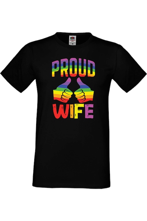 Férfi póló Budapest Pride felvonulás LGBTQ Tralala Proud Wife, Fekete