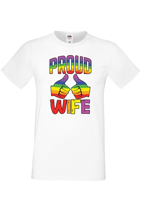 Férfi póló Budapest Pride felvonulás LGBTQ Tralala Proud Wife, Fehér