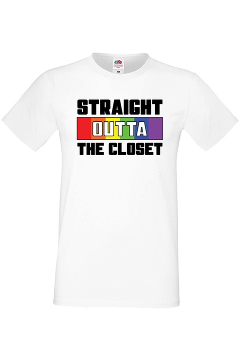 Férfi póló Budapest Pride felvonulás LGBTQ Tralala Straight Outta The Closet, Fehér