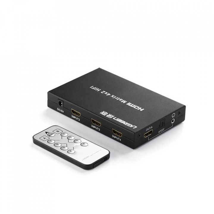 Сплитер превключвател Ugreen 4x HDMI вход към 2x HDMI изход 4K / FullHD черен