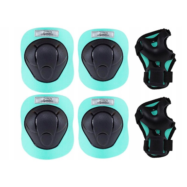 2 db térdvédő, 2 db könyökvédő, 2 db csuklóvédő készlet, Nils, Gyermek, M, zöld/fekete