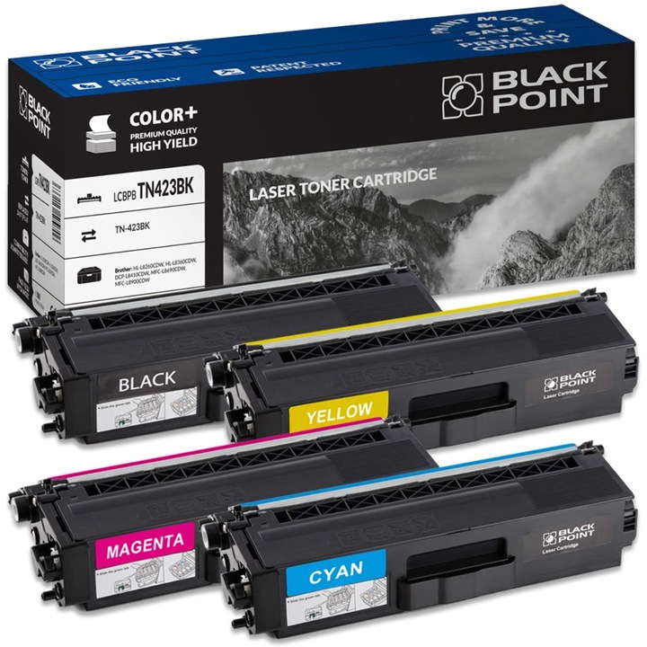 Black Point ,4 db TN-423 toner, kompatibilis a Brother MFC L8690CDW / L8900CDW / DCP L8410CDW / HL L8260CDW / L8360CDW nyomtatóval, többszínű