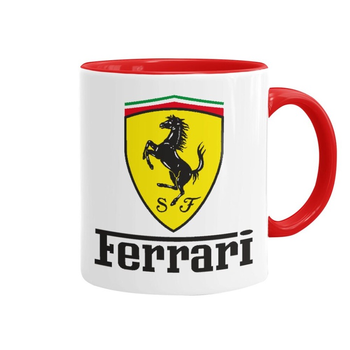 Ferrari bögre, kerámia, 330 ml, fehér/piros