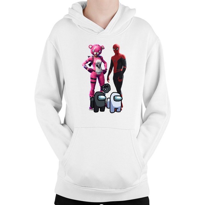 Hanorac copii Fortnite Pink Rabbit Skin Easter Event Spiderman Cool, Alb