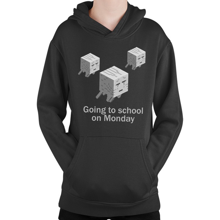 Hanorac copii Minecraft Ghost Shoot Fire Nether Horror, Negru