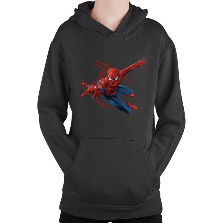Hanorac copii Spiderman Logograph Web Jump Marvel Stan Lee, Negru