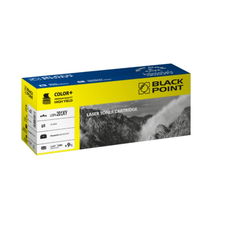 Black Point, CF403X toner, kompatibilis a HP LaserJet M252n / Pro M252dw / Pro M277dw / Pro M277n / M274n készülékekkel, sárga