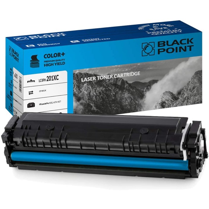 Black Point, CF403X toner, kompatibilis a HP LaserJet M252n / Pro M252dw / Pro M277dw / Pro M277n / M274n készülékekkel, cián