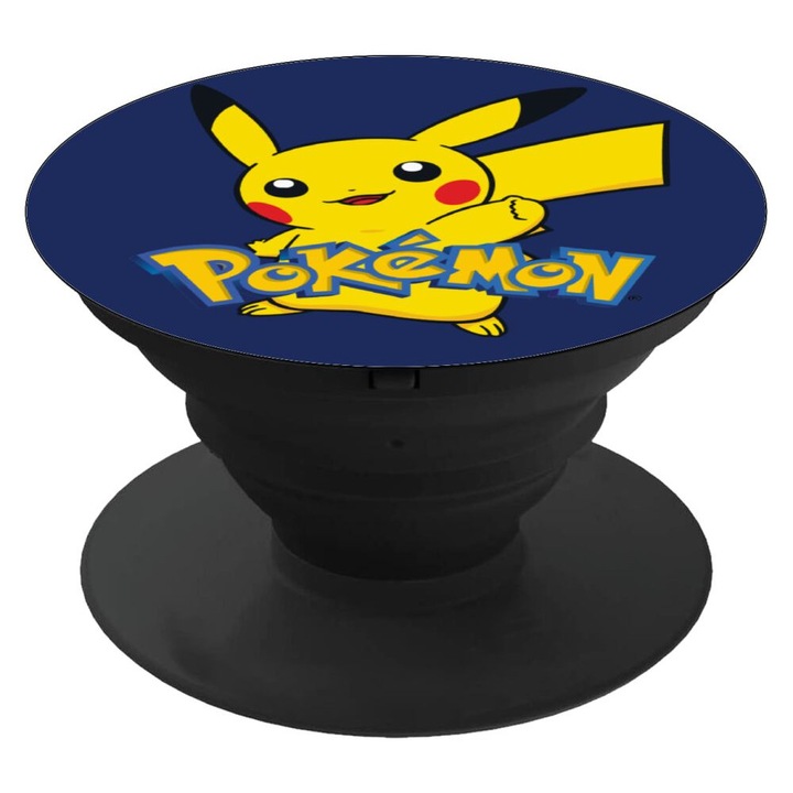 Suport telefon Pikachu, 4 cm, Galben/Albastru