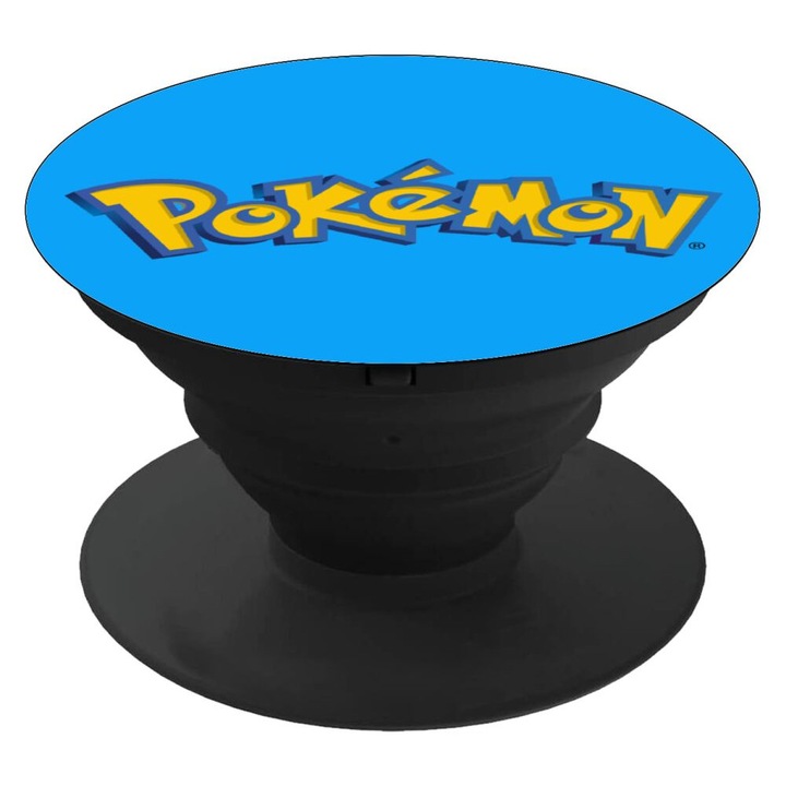 Suport telefon Pokemon, 4 cm, Galben/Albastru