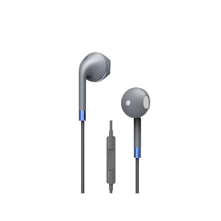 Слушалки Bibilel с контрол на звука и микрофон, съвместими с iPhone, Huawei, Samsung, Allview, HTC, Sony, Grey, TLF-BBL5229