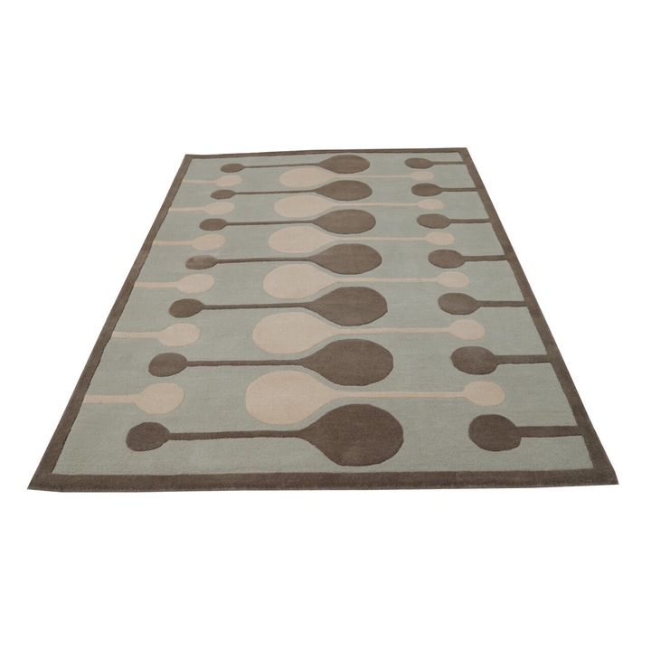 Covor Tear Bedora, 200x300 cm, 100% lana, finisat manual, Albastru/Multicolor