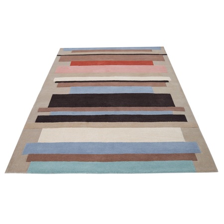 Covor Lines Bedora, 160x230 cm, 100% lana, multicolor, finisat manual