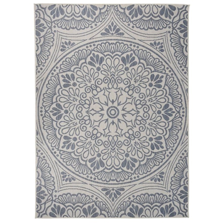 Градински плоскотъкан килим vidaXL, 200x280 см, Синя шарка