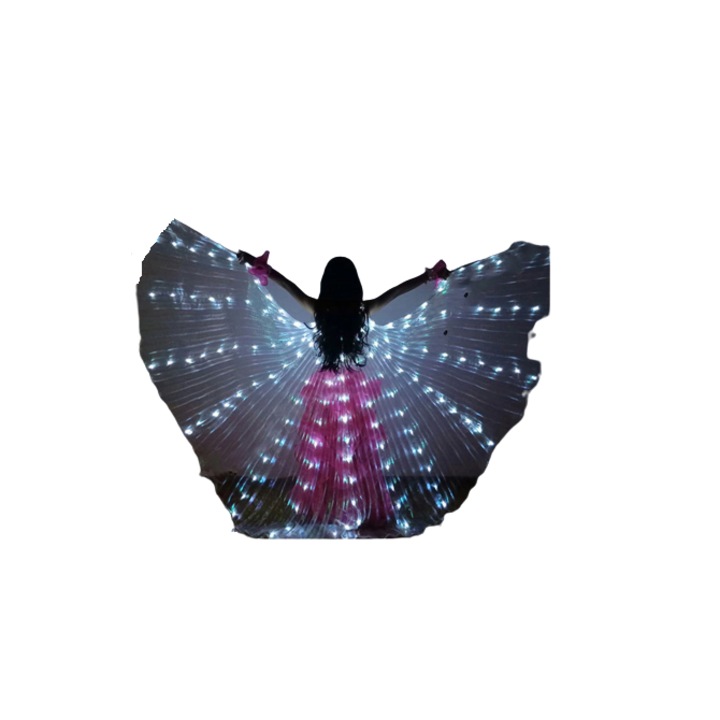 DacEnergy © butterfly dance szárnyak, gyerek, bemutatóra, Led-del, 2 kihúzható bottal, stop / start gomb, 120 cm, fehér