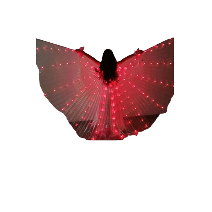 DacEnergy © butterfly dance szárnyak, gyerek, bemutatóra, LED-del, 2 kihúzható bottal, stop / start gomb, 250 x 120 cm, piros