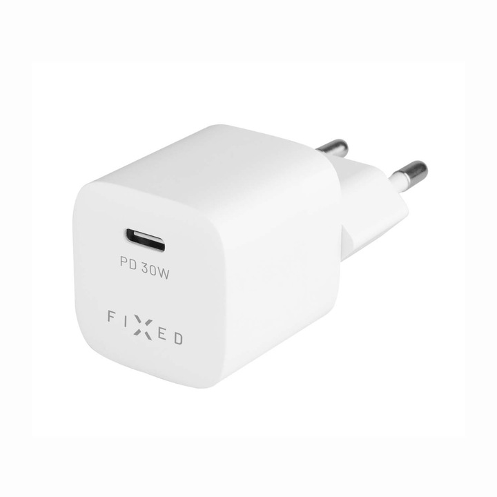 Fix Mini USB-C töltő és USB-C/USB-C kábel készlet, PD támogatás, 1 méter, 30 W, fehér