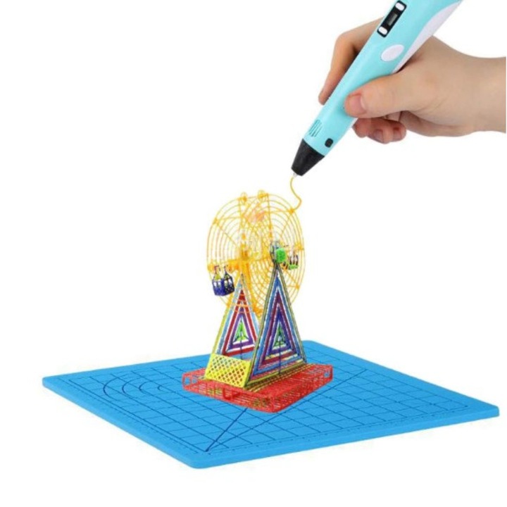 Creion imprimare 3D, pix desen grafic cu 100 metri filamente incluse, Alb/Albastru