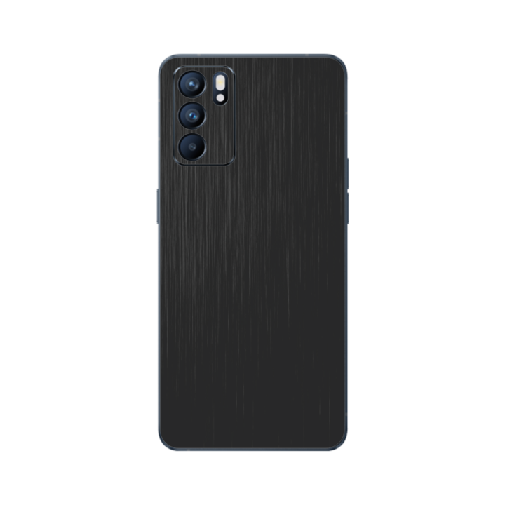 iSkinz Folie for Oppo Reno 6 5G – szálcsiszolt fekete 360 vágott, teljes testet fedő tapadó bőr, hát- és oldalvédő tok