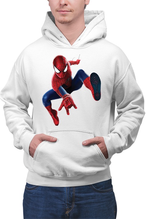 Hanorac barbati Spiderman Web Travel NY Game Universal Studios, Alb