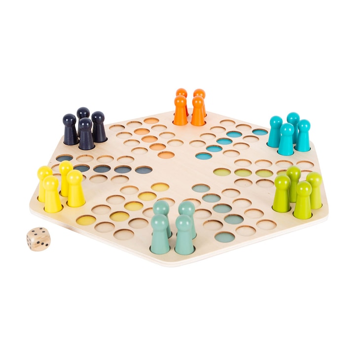 Игра Не се сърди човече, Small foot, XXL, Дървено, За шестима играчи