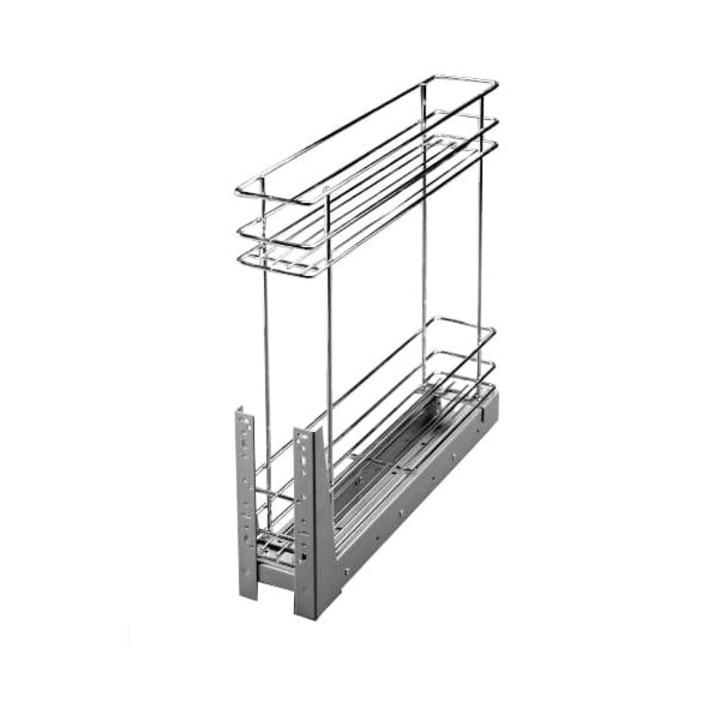 Cos cu glisiere Stolmet, Cargo Mini, P22, Metal, 2 rafturi, Extensie completa, 48 x 54.5 x 10 cm, Argintiu