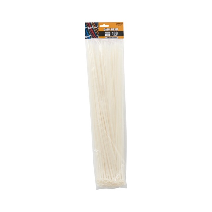 Coliere Plastic pentru Cabluri, 450×4.6 mm, Nylon Auto-Blocante, Transparent, 100 buc