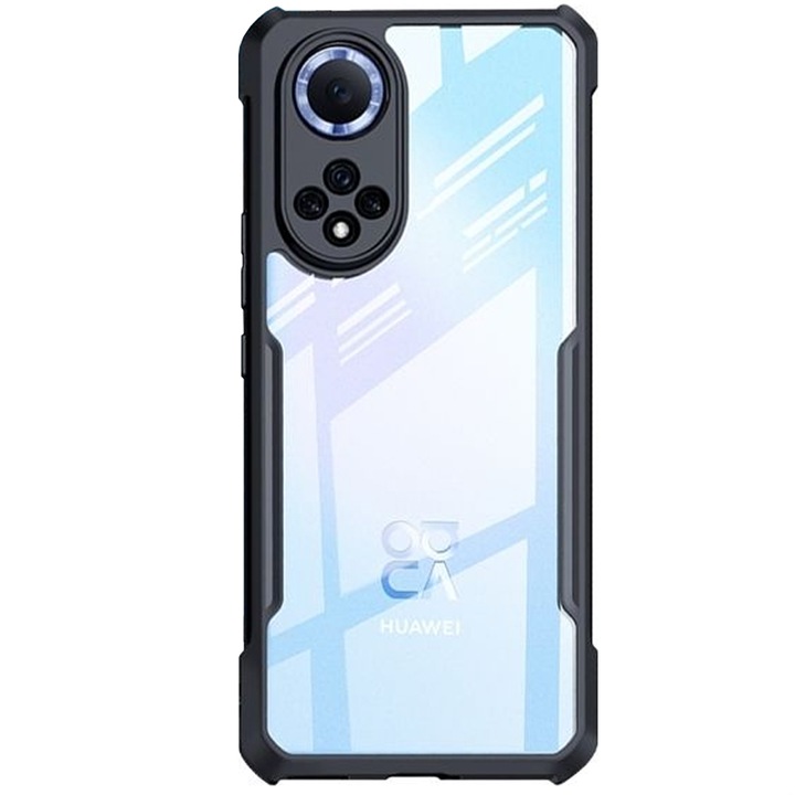 SILKASE Huawei Nova 9 SE tok, kamera védelem, AntiGravity, ütésálló, fekete/átlátszó