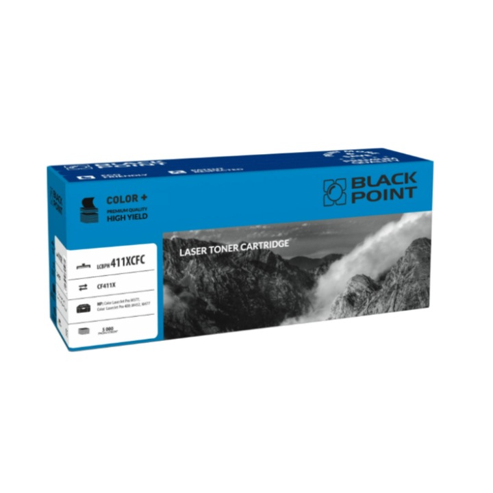 Black Point, CF411X toner, kompatibilis a HP LaserJetPro M377dw / M477fdn / M477fdw / M477fnw / M452dn / M452nw nyomtatóval, cián