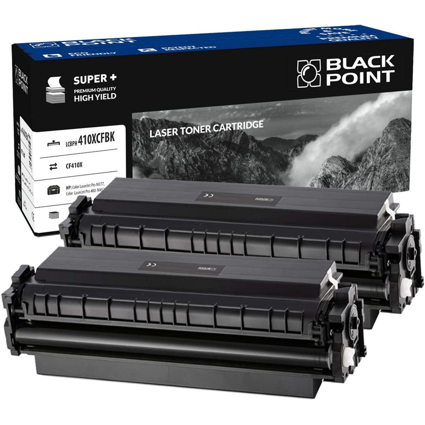 Set 2 tonere imprimanta CF410X Black Point Compatibil cu HP LaserJetPro M377dw/M477fdn/M477fdw/M477fnw/M452dn/M452nw, Negru