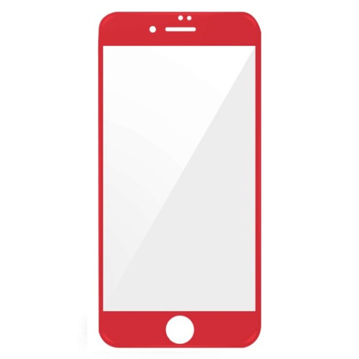 Edzett üvegből készült képernyőfólia Apple iPhone SE 2 / SE 3 telefonhoz, teljes védelem, ragasztással a teljes felületen, Ultra Protection Technology, 3D, piros