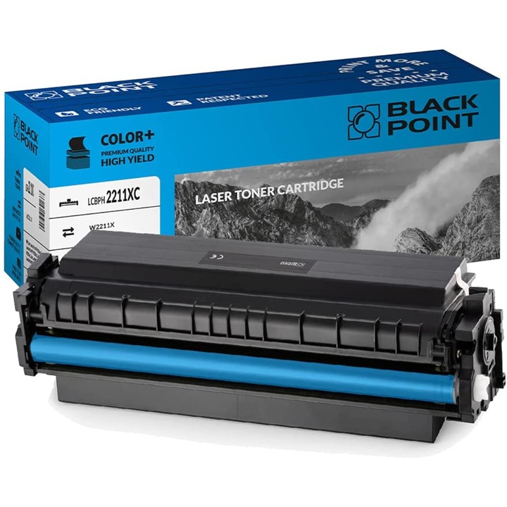 Black Point, W2211X toner, kompatibilis HP Color Laser MFP M282nw / MFP M283fdn / M283fdw / M255dw / M255nw, ciánkék