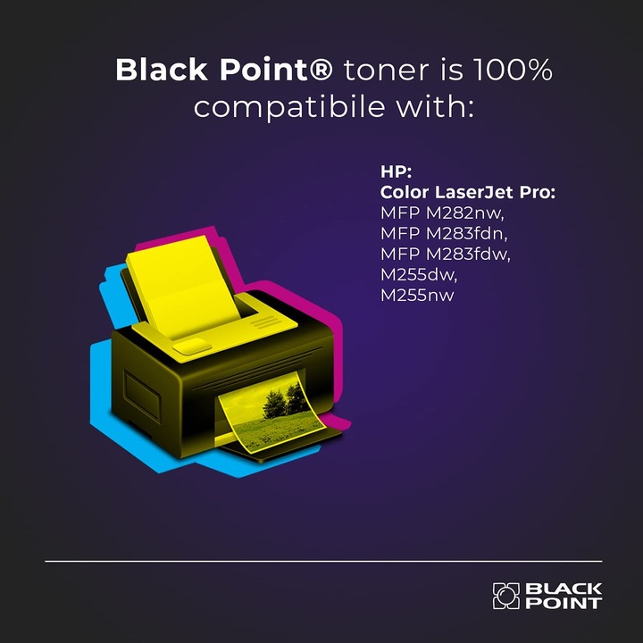 Toner imprimanta HP W2210X CU CIP, Black Point, Compatibil cu HP Color Laser MFP M282nw/MFP M283fdn/M283fdw/M255dw/M255nw, Negru