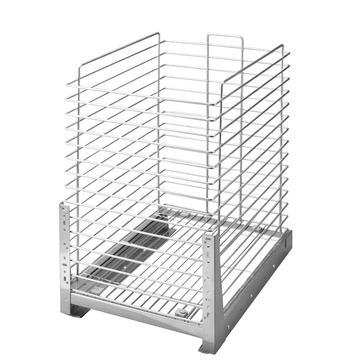 Cos cu glisiere pentru rufe Stolmet, Cargo, G2, Metal, Extensie completa, 47.5 x 55.7 x 35 cm, Crom