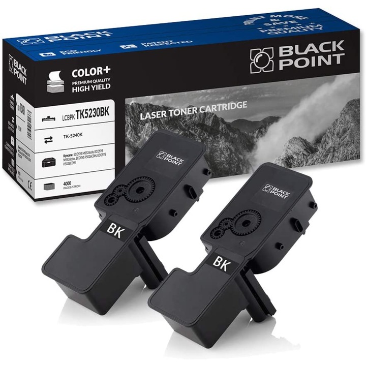 Black Point, 2 db TK-5230 toner, kompatibilis a Kyocera ECOSYS M5521cdn / M5521cdw / P5021cdn / P5021cdw készülékekkel, fekete