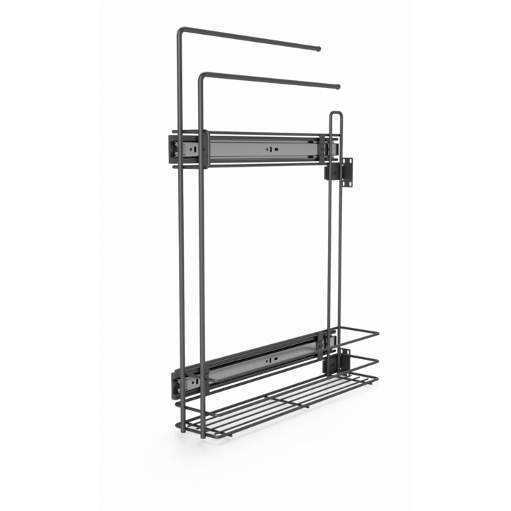 Cos lateral cu glisiere Stolmet, P68, Metal, Suport prosoape, Amortizor, 48.5 x 11 x 64.5 cm, Antracit