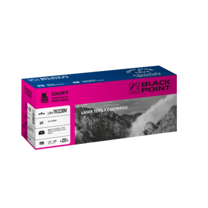 Black Point, TK-5230 toner, kompatibilis a Kyocera ECOSYS M5521cdn / M5521cdw / P5021cdn / P5021cdw készülékekkel, magenta