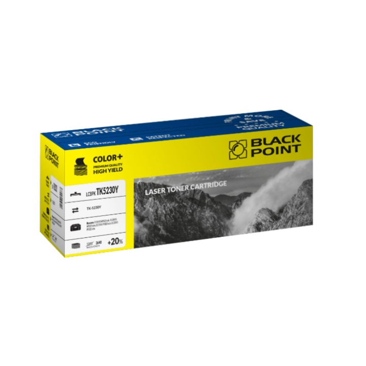 Black Point, TK-5230 nyomtatófesték, kompatibilis a Kyocera ECOSYS M5521cdn / M5521cdw / P5021cdn / P5021cdw nyomtatóval, sárga