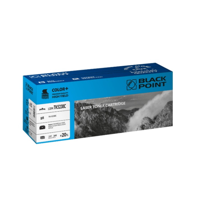 Black Point, TK-5230 toner, kompatibilis Kyocera ECOSYS M5521cdn / M5521cdw / P5021cdn / P5021cdw készülékekkel, cián
