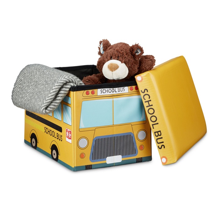 Taburet pliabil Relaxdays, school bus, multicolor, 32 x 48 x 32 cm